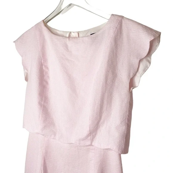 Lauren James Seersucker Pink White Open Back Dress Size Small - Picture 4 of 8